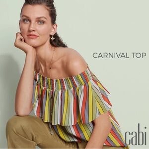 CAbi Women's Striped Off-Shoulder Carnival Top Size medium striped blouse Easter